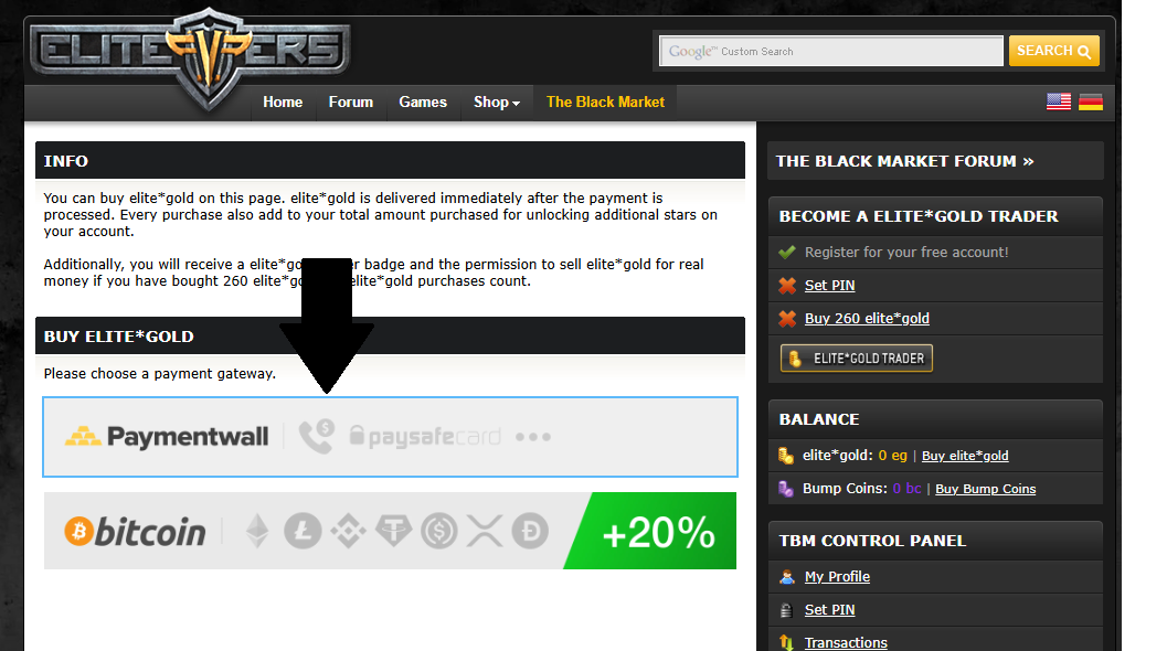 Elitepvpers Paymentwall Selection